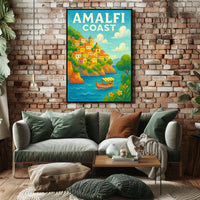 Amalfi Coast Poster Wall Art for Coastal Home Decor