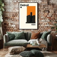 Detroit Skyscraper Modern Illustration Travel Poster