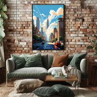 Lively Urban New York Scene Travel Poster