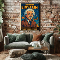 Einstein Revolutionary Science Vintage Scenic Wall Art Poster Inspiring Curiosity Science Lovers Poster