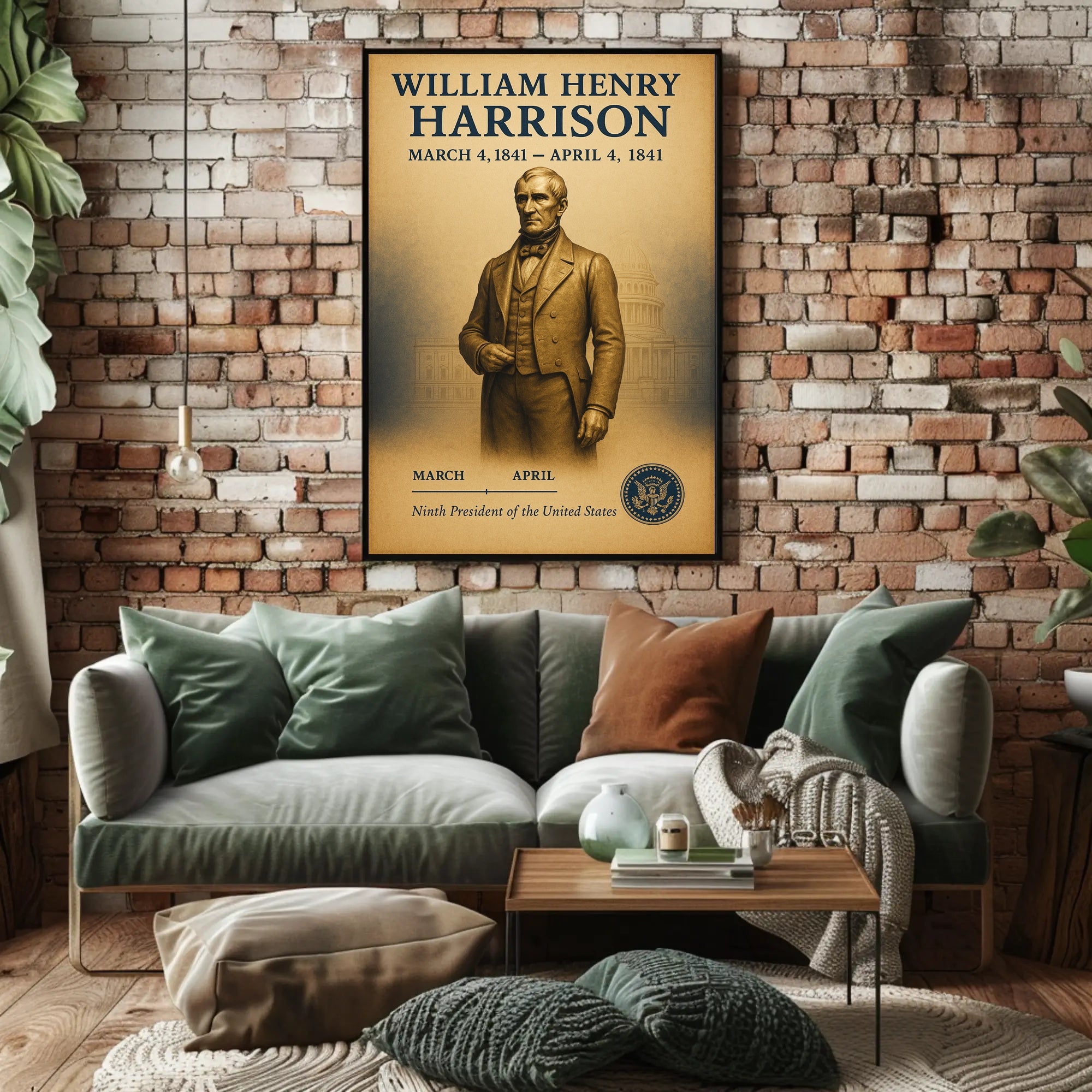 William Henry Harrison Vintage Historical Presidential Poster PosterGoat