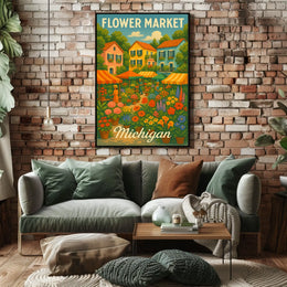 Flower Market In Michigan Poster