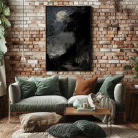 Full Moon on Haunted Staircase: Artistic Poster PosterGoat