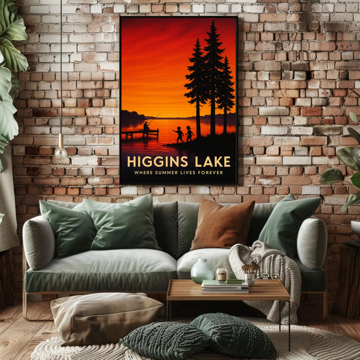 Lakeside Serenity Serene Sunset Fishing Poster