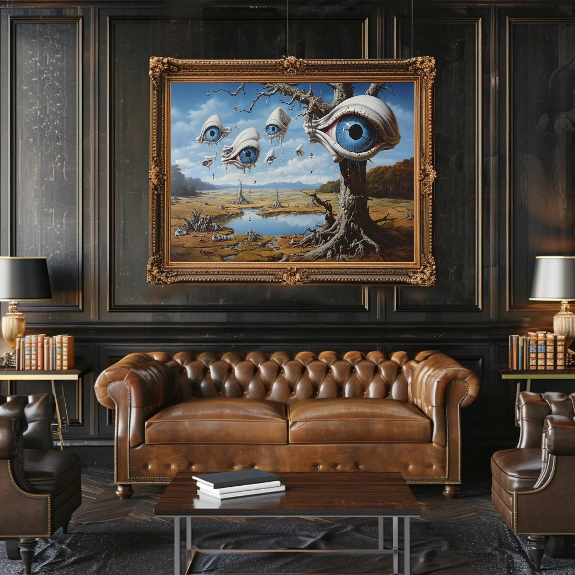 Surreal Landscape with Eyes: Abstract or Artistic Poster