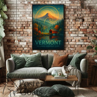 Vermont Autumn Surrealism Travel Poster