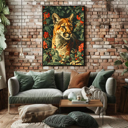 Majestic Cougar in Bloom Wall Art Print