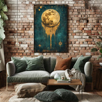 Golden Moon Surreal Artistry Space or Astronomy Poster