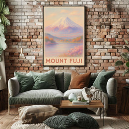 Mount Fuji Tranquil Landscape Abstract Poster