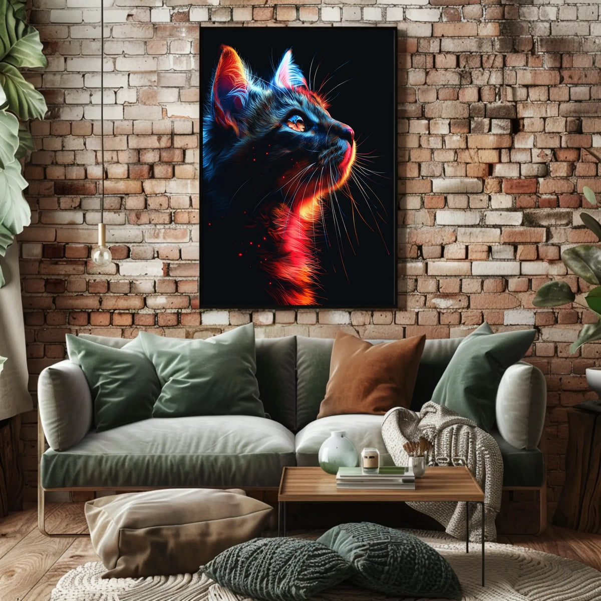 Neon Cat Portrait Poster