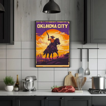 Oklahoma City Cowboy Vintage Poster