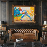 Dynamic Baseball Swing: Vibrant Abstract Sports Art Poster