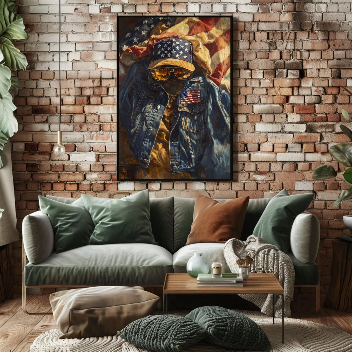 Patriotic Denim Jacket And Baseball Cap Artwork Poster