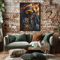 Patriotic Denim Jacket And Baseball Cap Artwork Poster