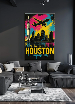 Houston Texas Rocket City Skyline Art Poster