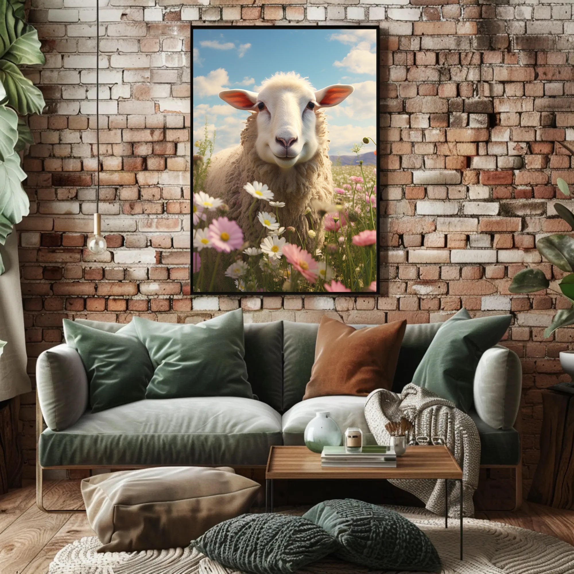 Sheep in Tranquil Countryside Animal Poster