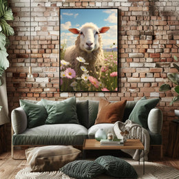 Sheep in Tranquil Countryside Animal Poster