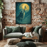 Howling Moon Wolf Poster