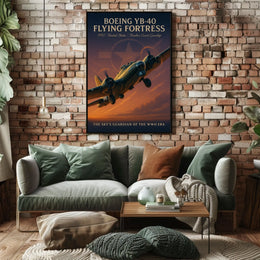 Boeing YB-40 WWII Bomber Vintage Art Poster