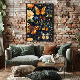 Colorful Nature Art: Butterfly and Flower Animal Poster