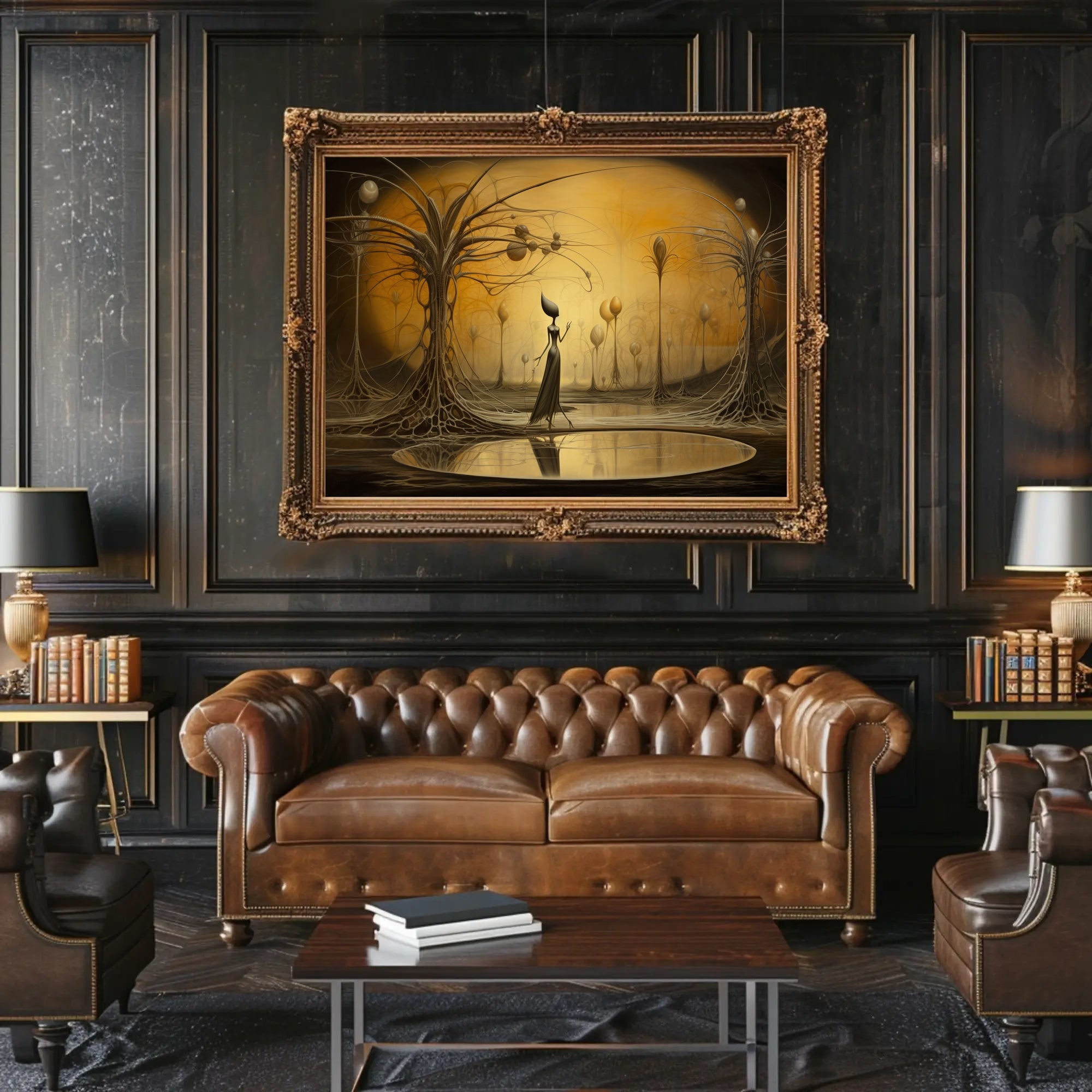 Surreal Dreamscape with Ethereal Figure: Fantasy Poster