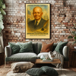 Dwight D. Eisenhower 34th President of the United States Vintage Watercolor Poster