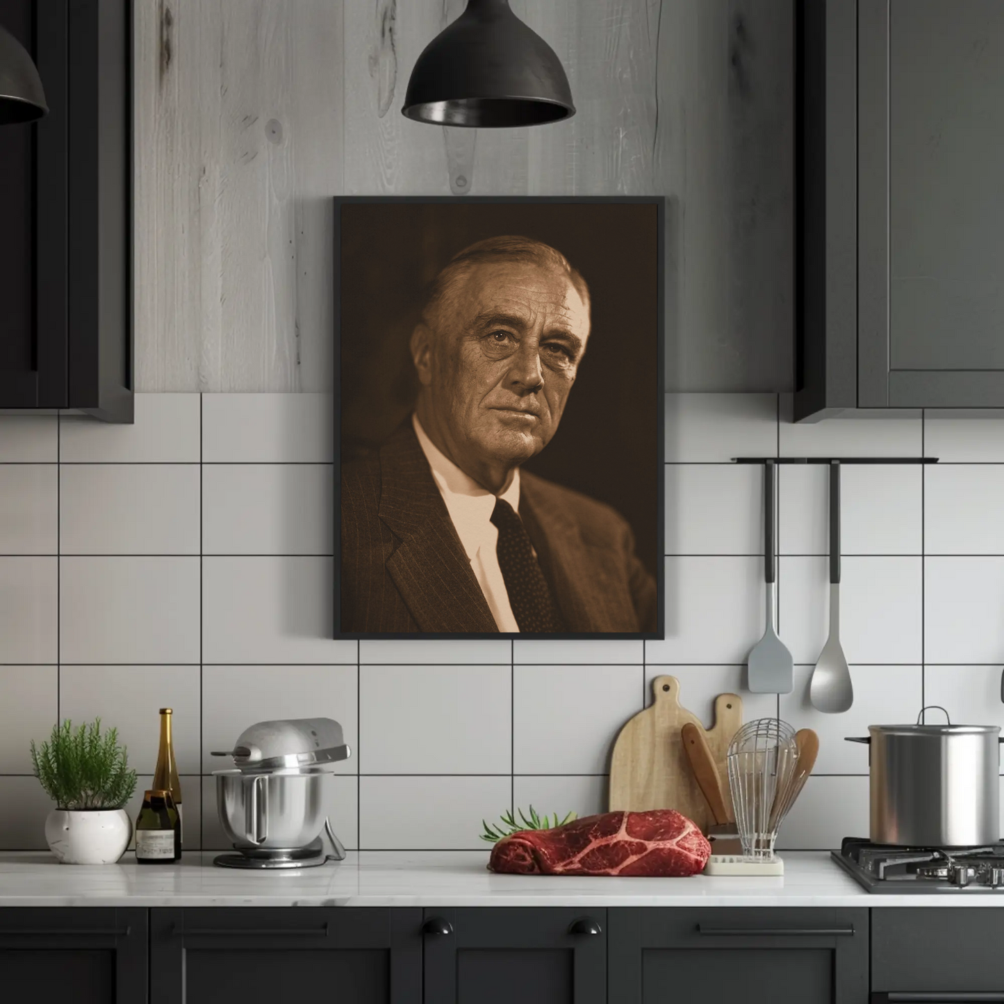 Franklin Roosevelt 32nd President Sepia Photo