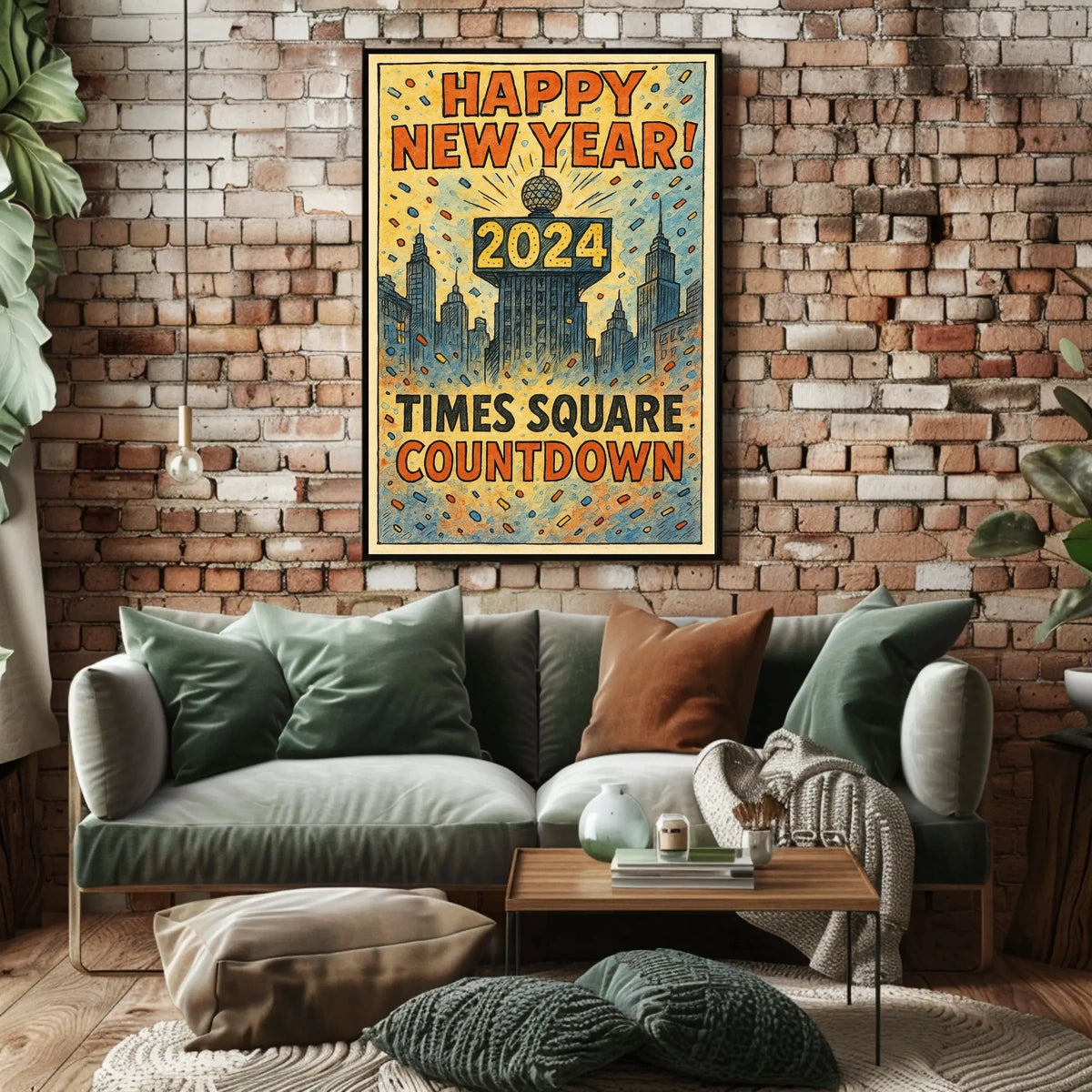 Happy New Year 2024 Times Square Countdown Poster
