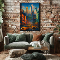 New York City Twilight Scene Poster For Bold Urban Decor