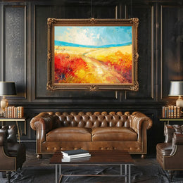Vibrant Impressionistic Rural Landscape Abstract Painting