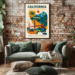 California The Golden State Wall Art Print PosterGoat