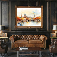 Autumn Cityscape by the River Poster