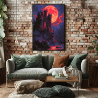 Blood Moon Castle Art Print Poster for Home Decor PosterGoat