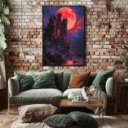 Blood Moon Castle Art Print Poster for Home Decor PosterGoat