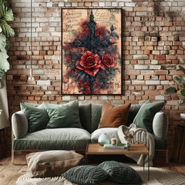 Gothic Roses and Cross Artistic Pop Culture Poster