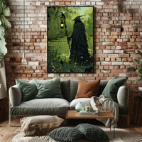 Mysterious Forest Figure with Crow Fantasy or Mythology Poster PosterGoat