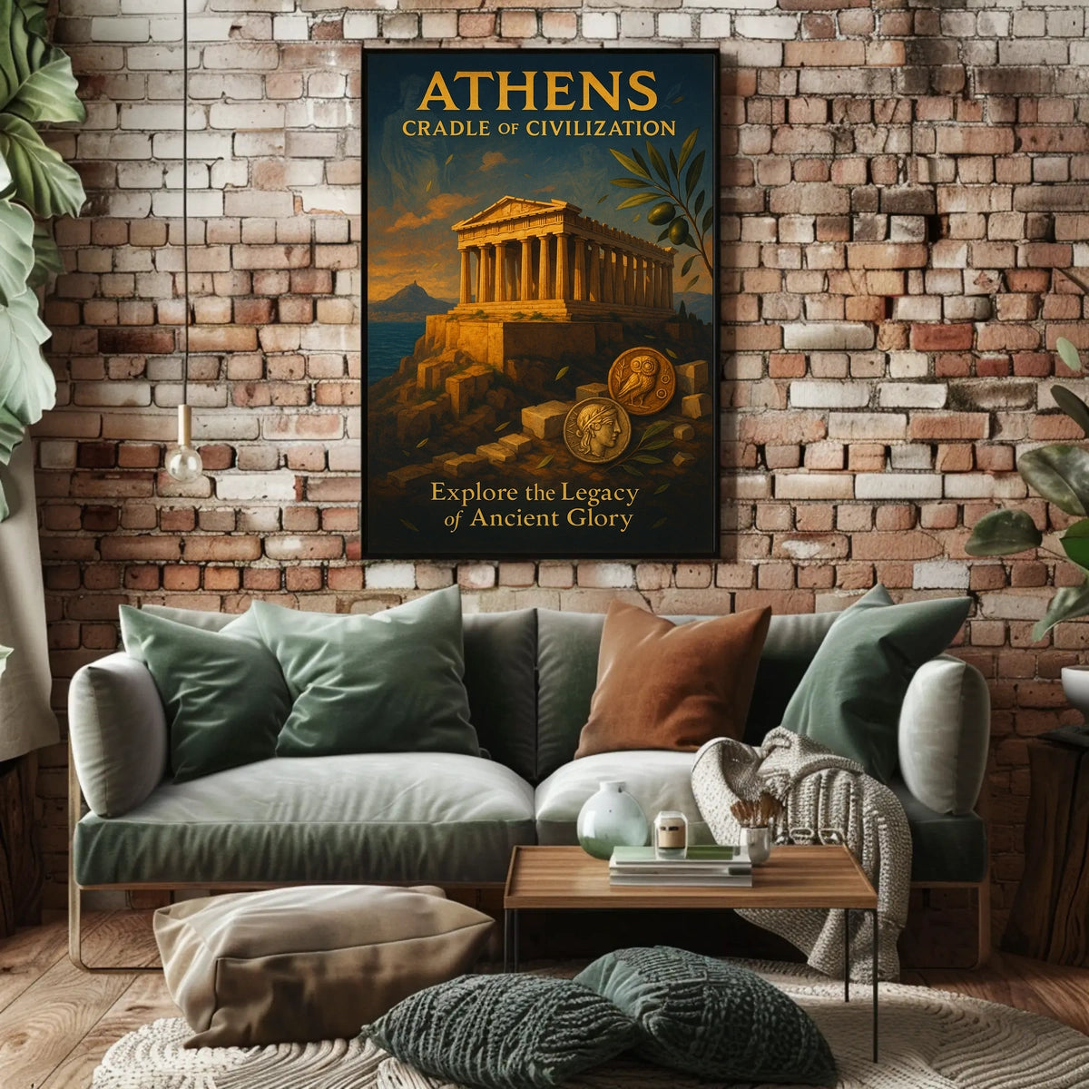 Athens Heritage Vintage Poster: Ancient Greek Inspiration