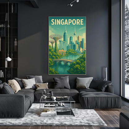 Singapore Marina Bay Gardens Travel Poster