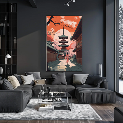 Kyoto Pagoda Sunset Walk Through Temple Travel Poster