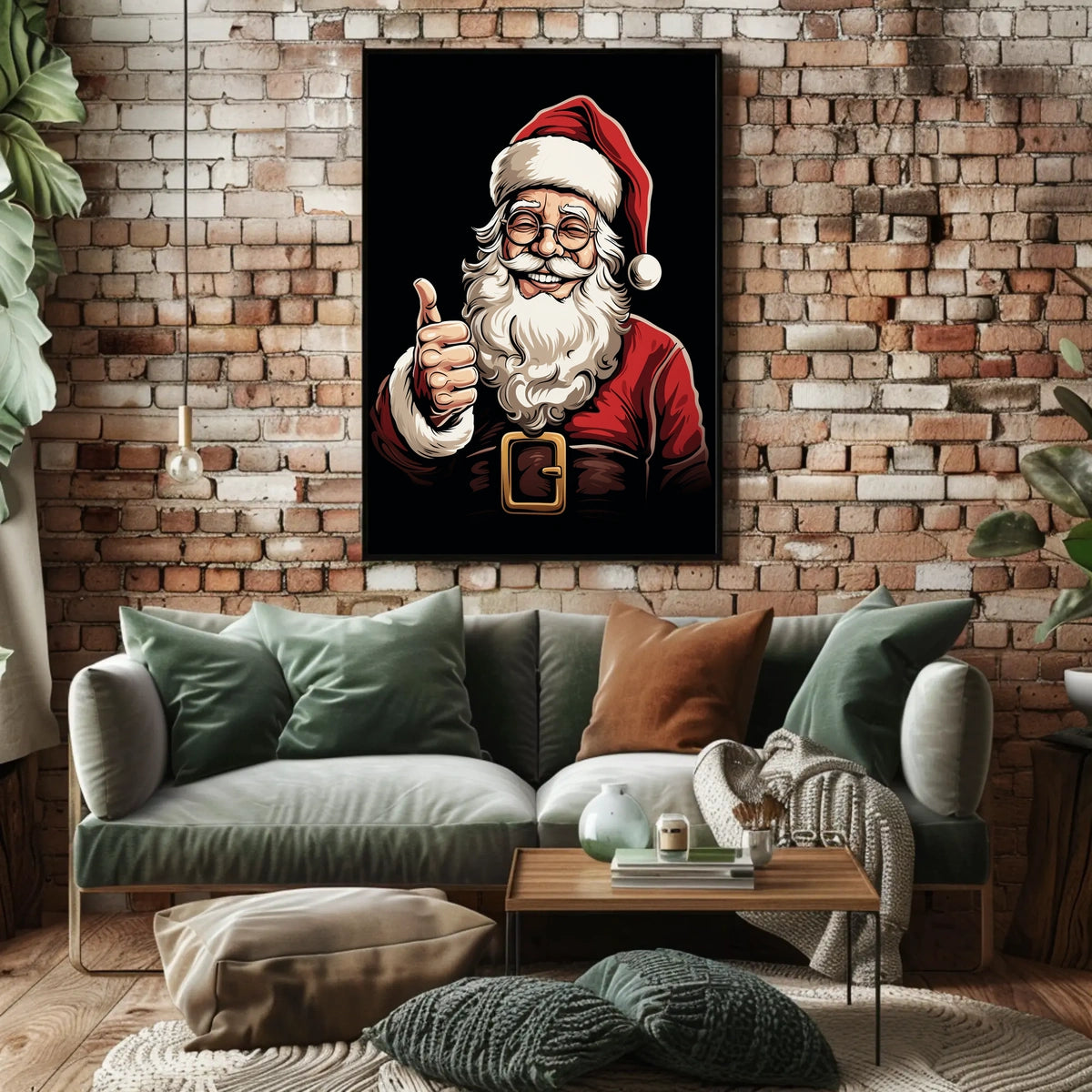 Santa Claus Cheerful Red Traditional Christmas Artwork Poster