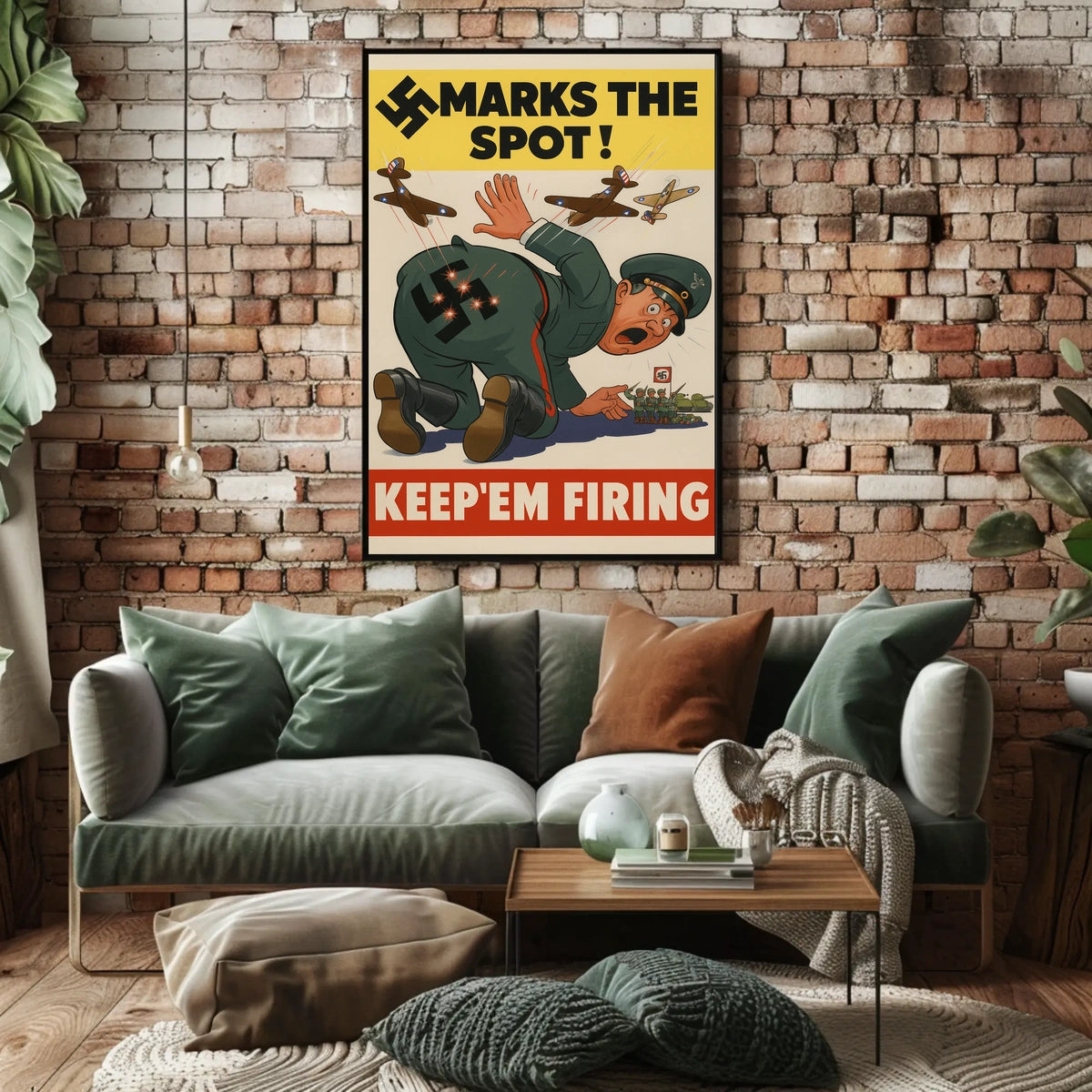 KEEP'EM FIRING WWII Propaganda Patriotic Poster