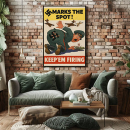 KEEP'EM FIRING WWII Propaganda Patriotic Poster