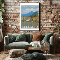 Scenic Bellagio Lake Como Italian Travel Poster