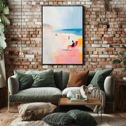 Serene Beach Scene Poster Pastel Coastal Wall Art