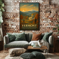 Vermont Travel Poster Vintage Scenic Wall Art
