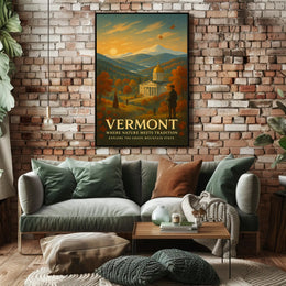 Vermont Travel Poster Vintage Scenic Wall Art