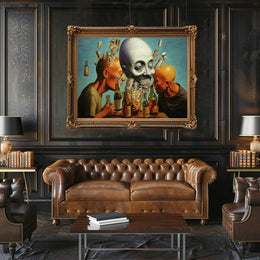 Eerie Scene with Skull and Bottles Abstract or Artistic Poster