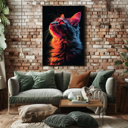 Neon Cat Portrait Poster