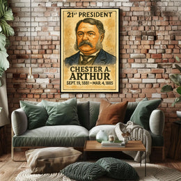 Chester A. Arthur 21st President of the United States Exaggerated Cartoon Sketch Poster