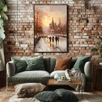 Winter Stroll By St. BasilS Cathedral Poster